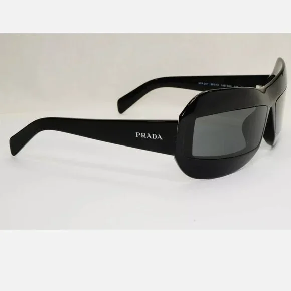 Prada Grey Italy Square Black Wrap Sunglasses